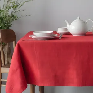 Informal Red Irish Linen Tablecloth