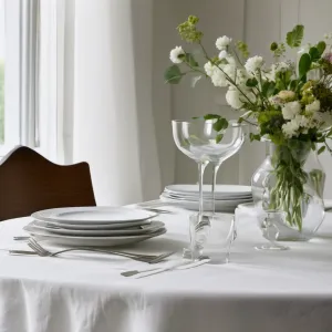 Informal White Irish Linen Tablecloth