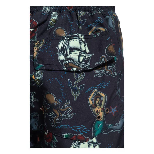 King Kerosin Aop Sailor Swim Shorts Black