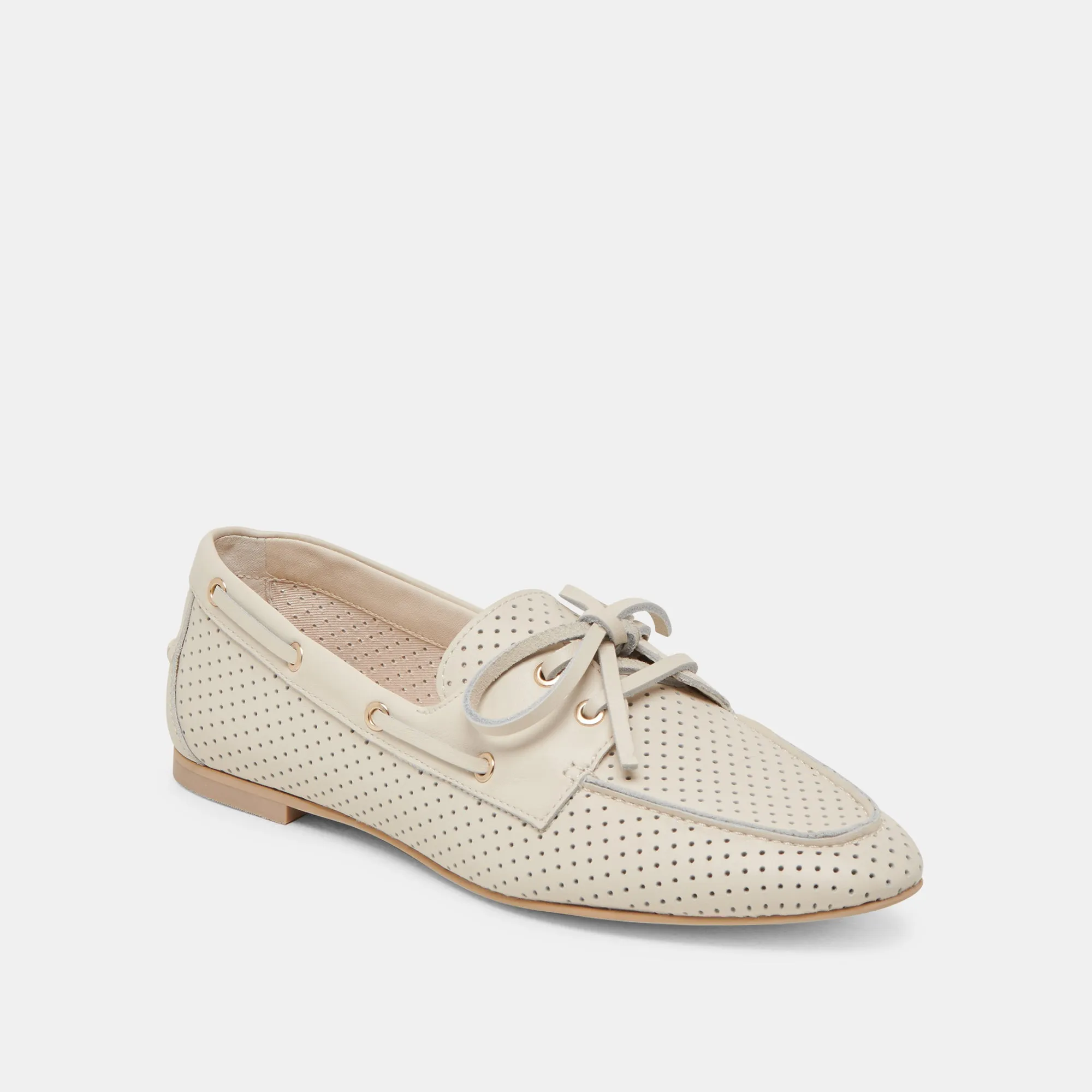 LAKIN LOAFERS IVORY PERFORATED LEATHER