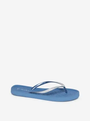 LUNA BLU Blue Textured Flip-Flops