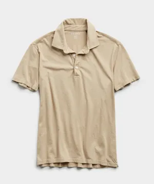 Made in L.A. Short Sleeve Jersey Polo in Toasted Almond