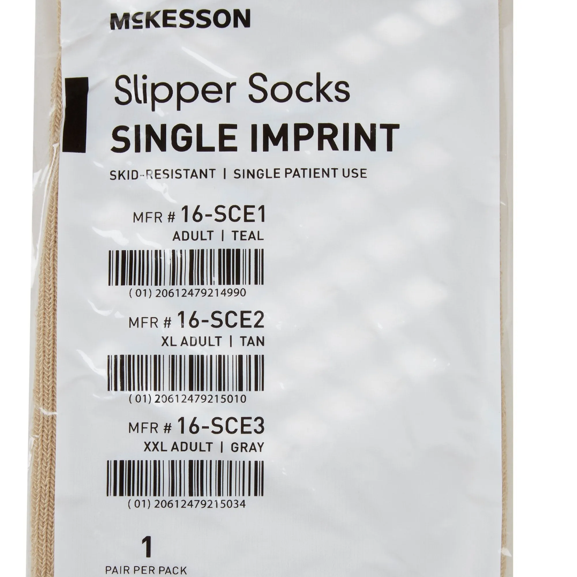 McKesson Slipper Socks, X-Large, Tan