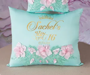 Mint quinceanera kneeling pillow, shoes pillow