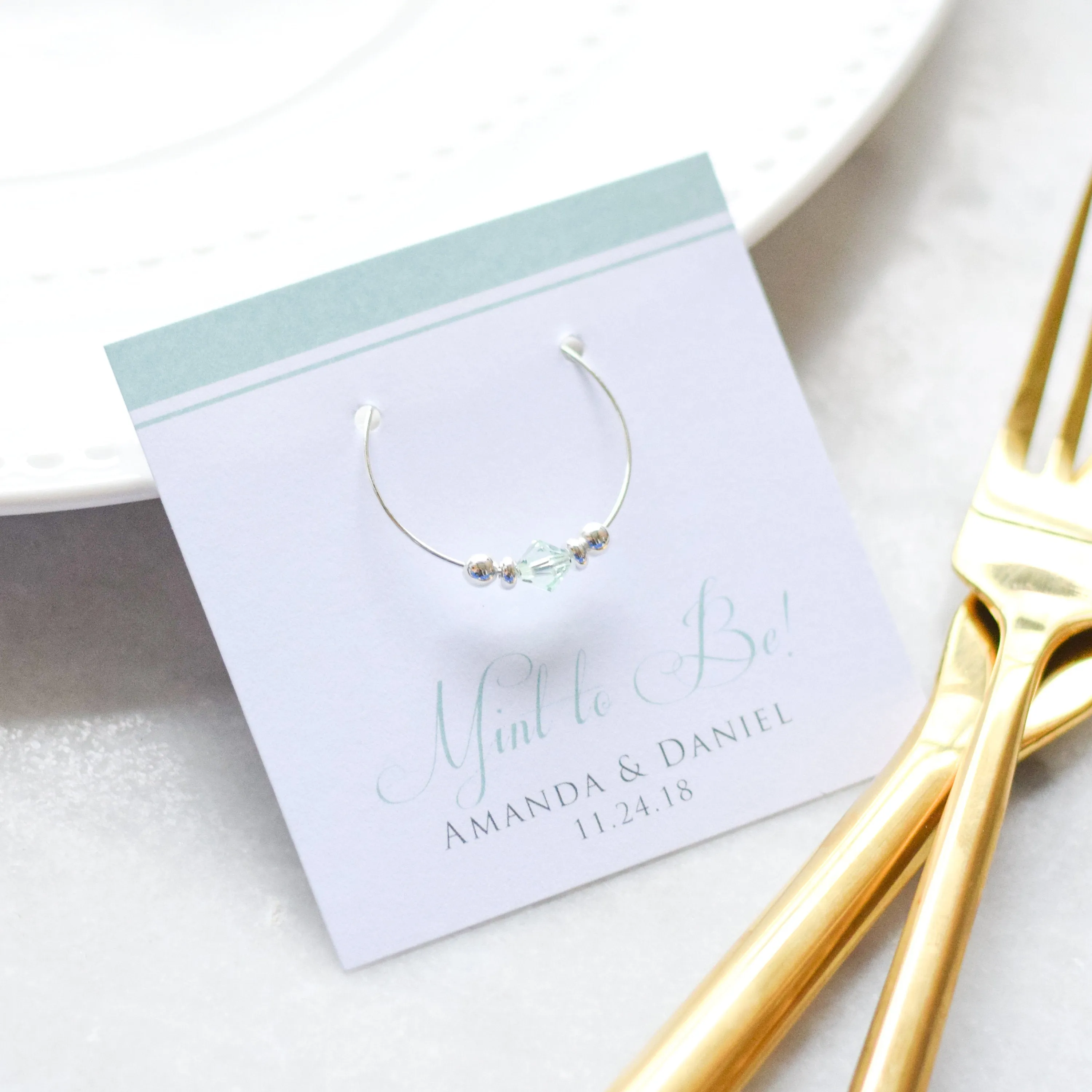 Mint to Be Wedding Favor, Swarovski Crystal Wine Charms