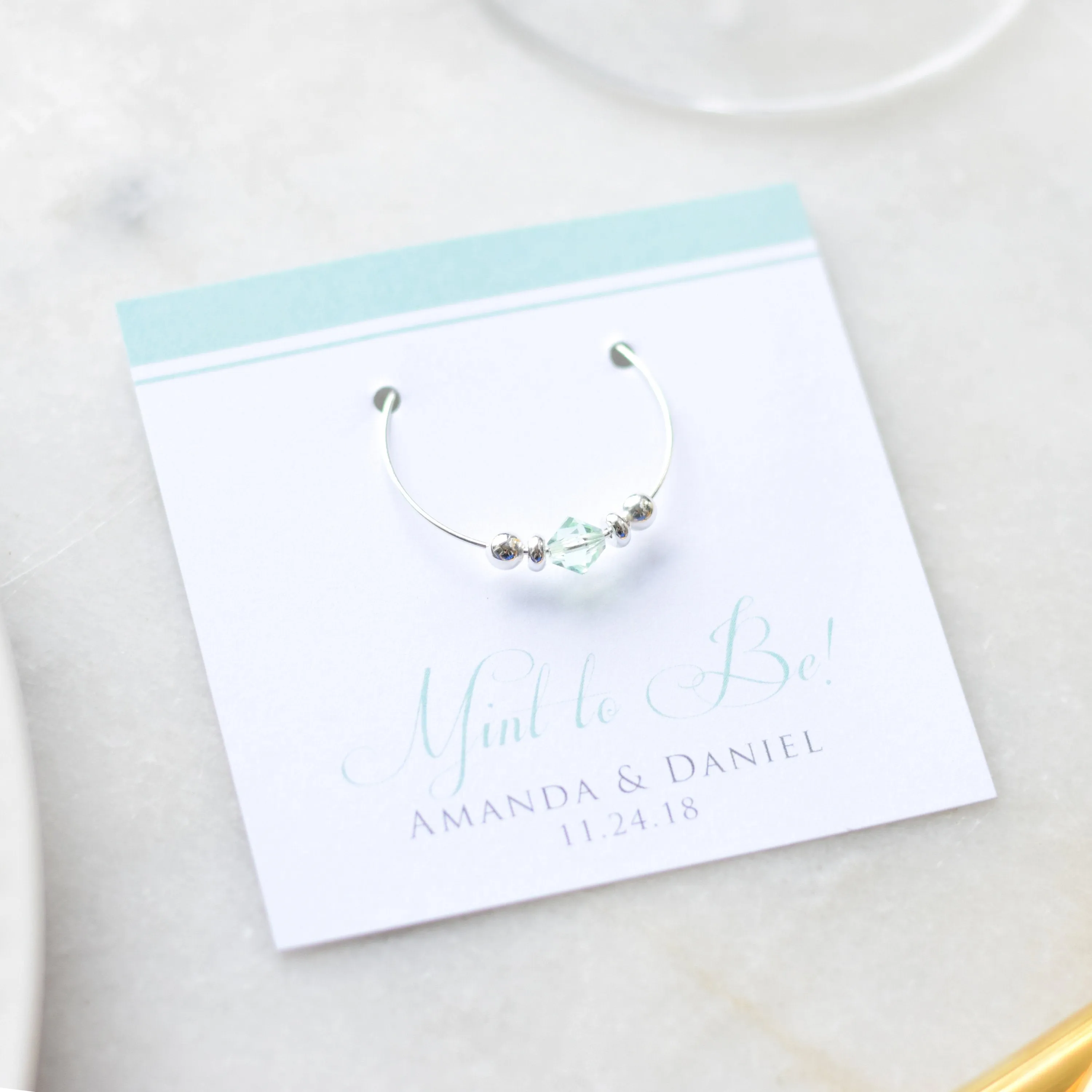 Mint to Be Wedding Favor, Swarovski Crystal Wine Charms