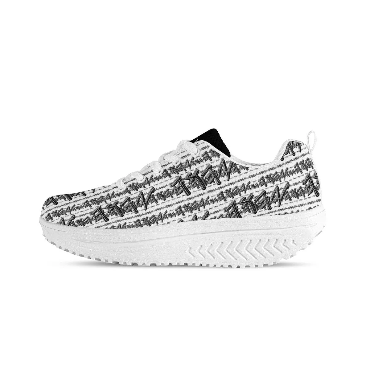 Most High God - Yahuah 01-01 White Ladies Mesh Heightened Rocking Sneakers