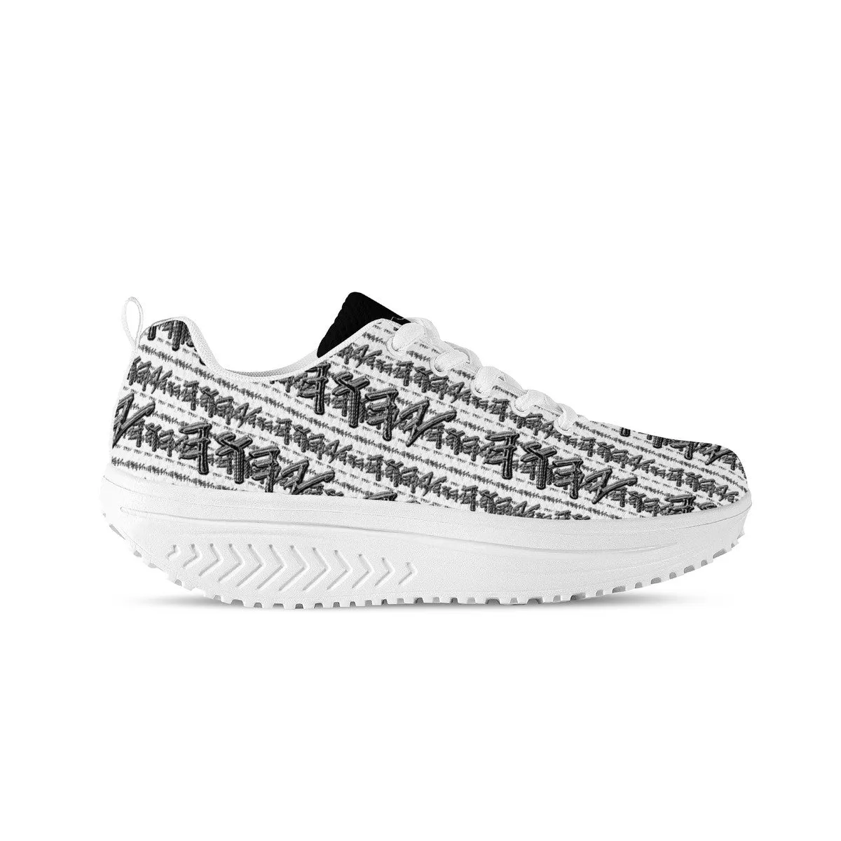 Most High God - Yahuah 01-01 White Ladies Mesh Heightened Rocking Sneakers