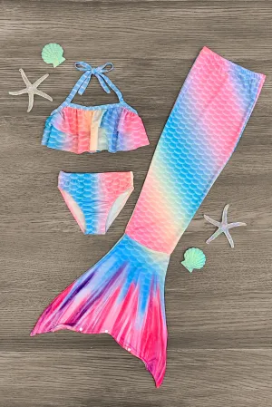 Multi-Color Mermaid Swimsuit Set - INCLUDES TOP, BOTTOM & TAIL