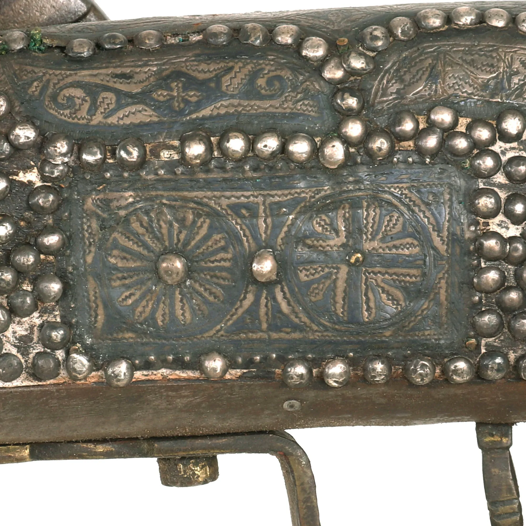 Original Early 19th Century North African Kabylia Style Snaphaunce Lock Jezail with Niello & Silver Ornamented Stock