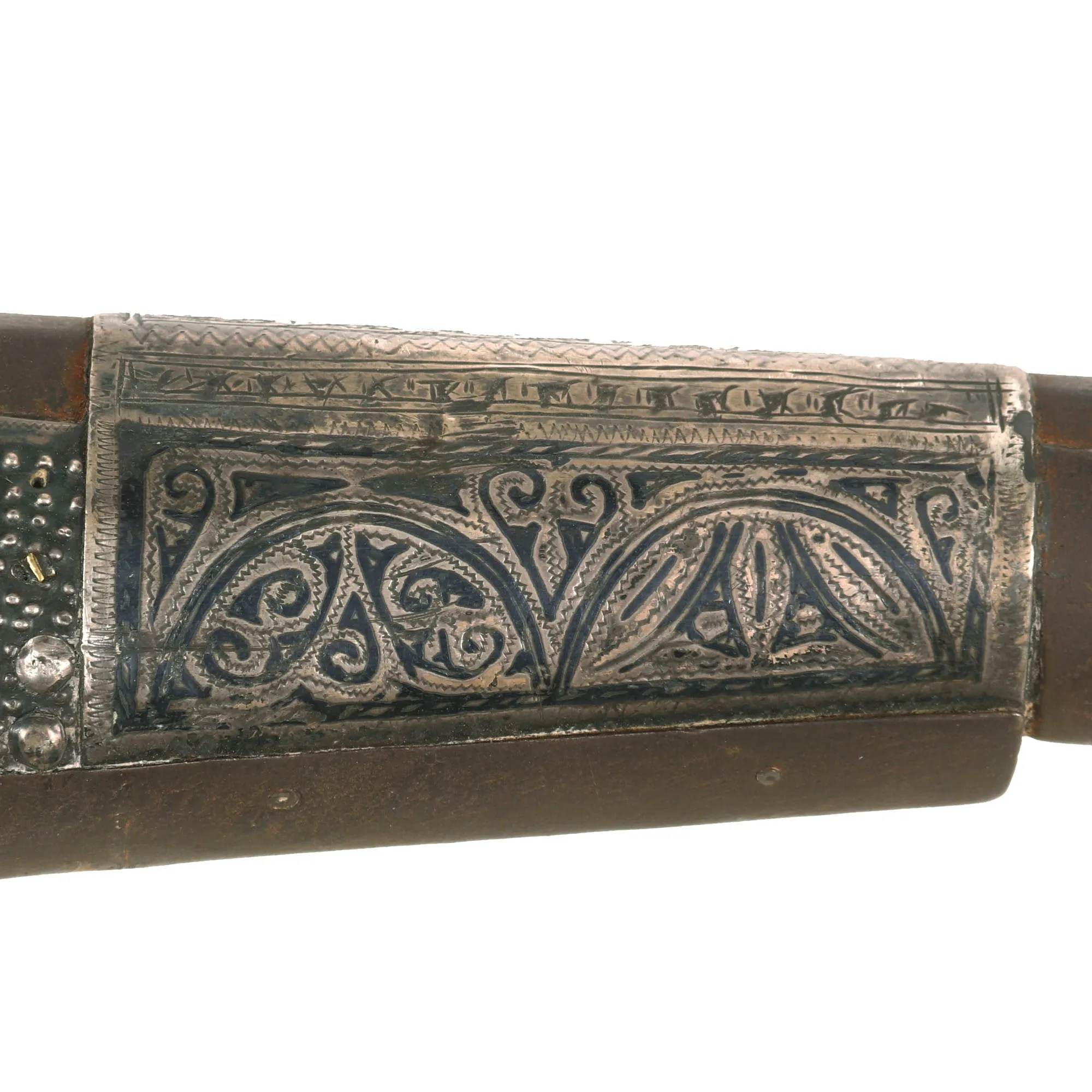 Original Early 19th Century North African Kabylia Style Snaphaunce Lock Jezail with Niello & Silver Ornamented Stock