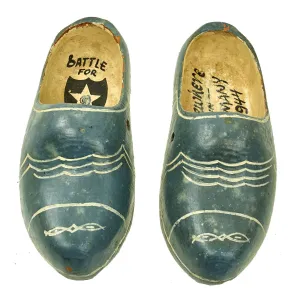 Original U.S. WWII 2nd Infantry Division Bring Back Souvenir German Wooden Clog Shoes - dated 1944