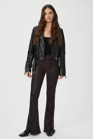 Paige High Rise Lou Lou Pants in Black Cherry Luxe Coating