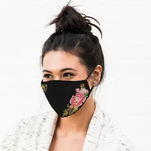 Personalized Adult Protective Floral and Black Reusable Cloth Face Mask