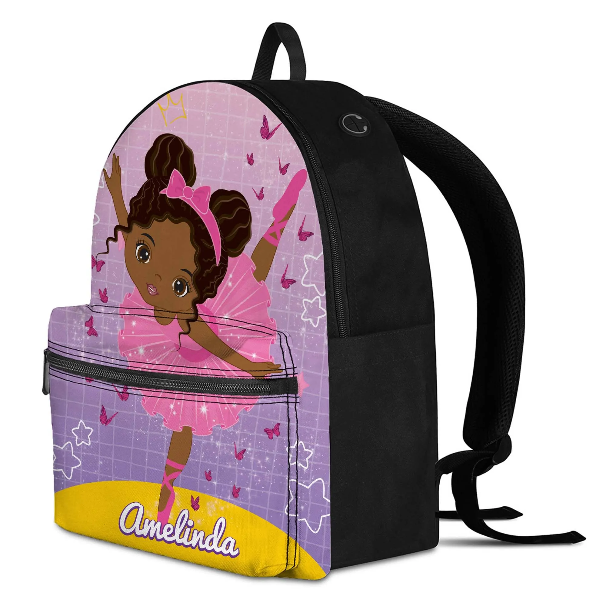 Personalized Ballet Dancing Little Afro Girl Kid Backpack And Lunch Bag Set