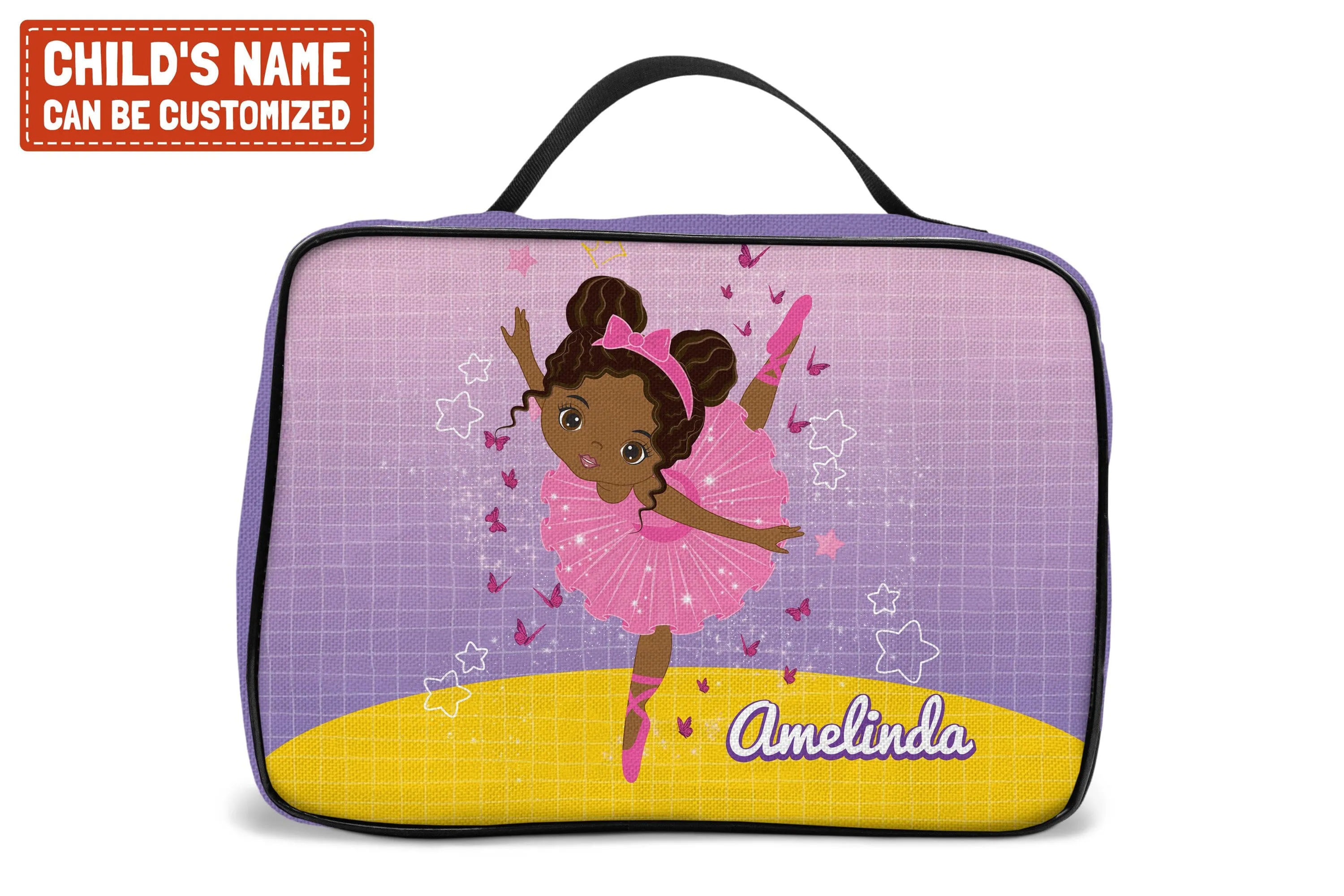 Personalized Ballet Dancing Little Afro Girl Kid Backpack And Lunch Bag Set