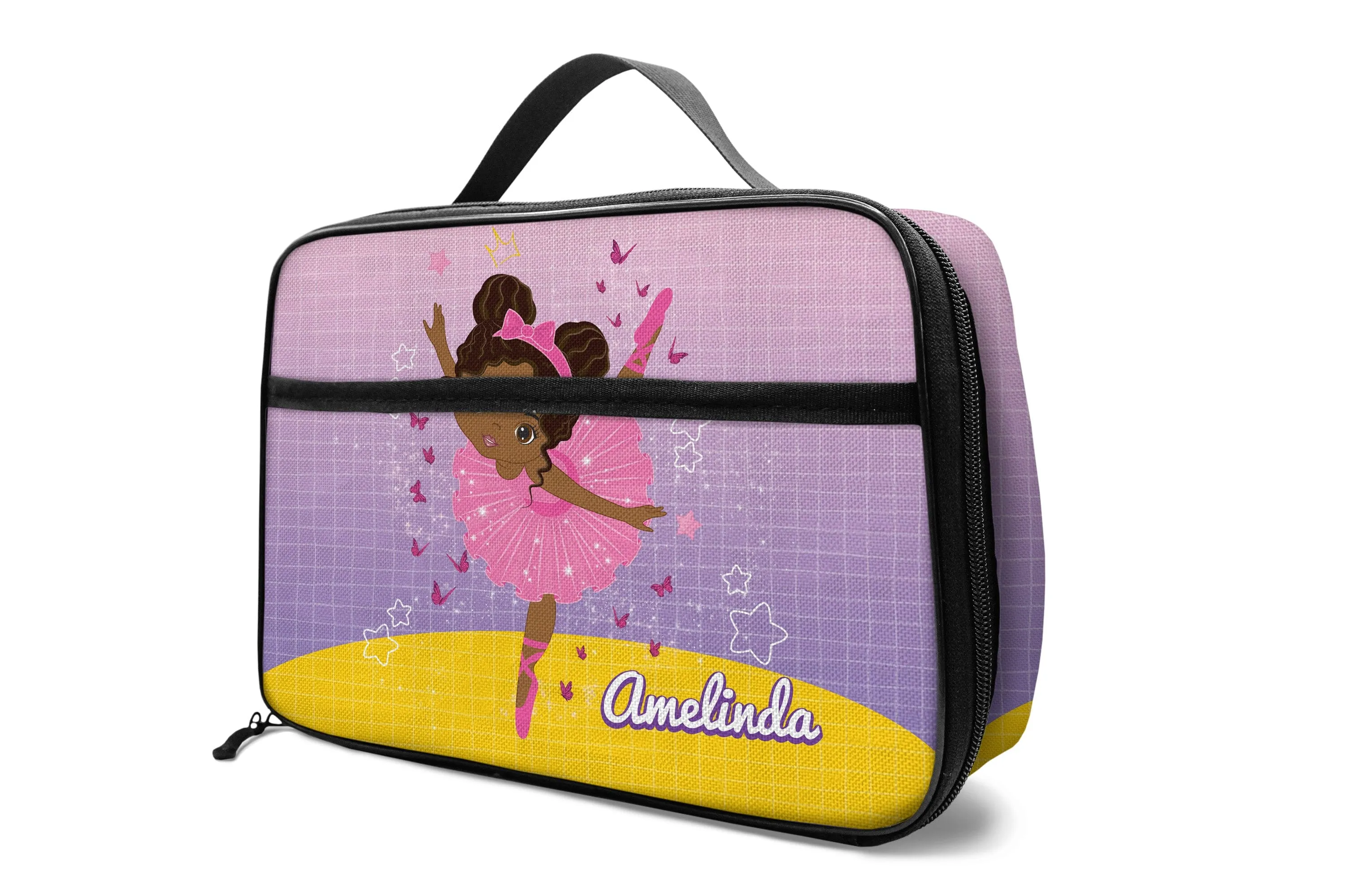 Personalized Ballet Dancing Little Afro Girl Kid Backpack And Lunch Bag Set