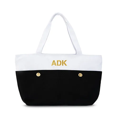 Personalized Black & White Canvas Tote Bag