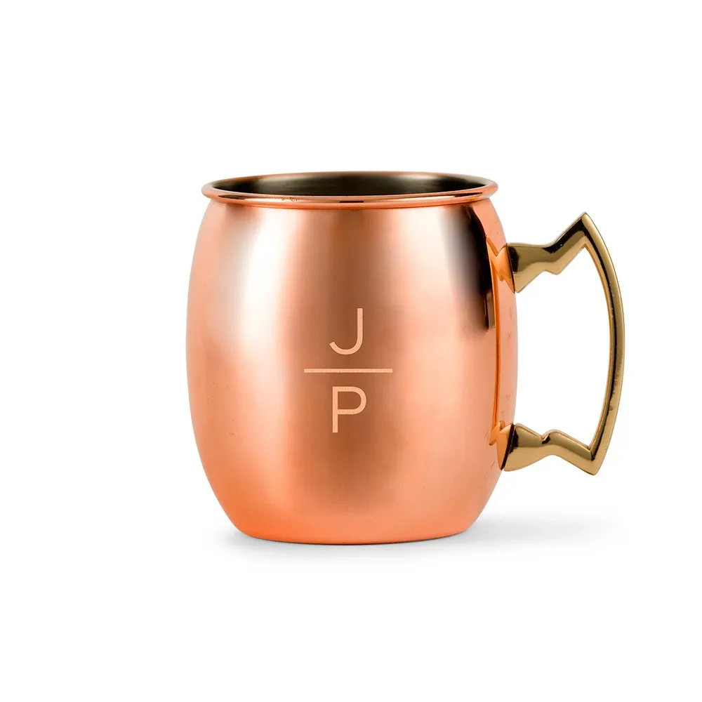 PERSONALIZED COPPER MOSCOW MULE DRINK MUG - STACKED MONOGRAM ETCHING