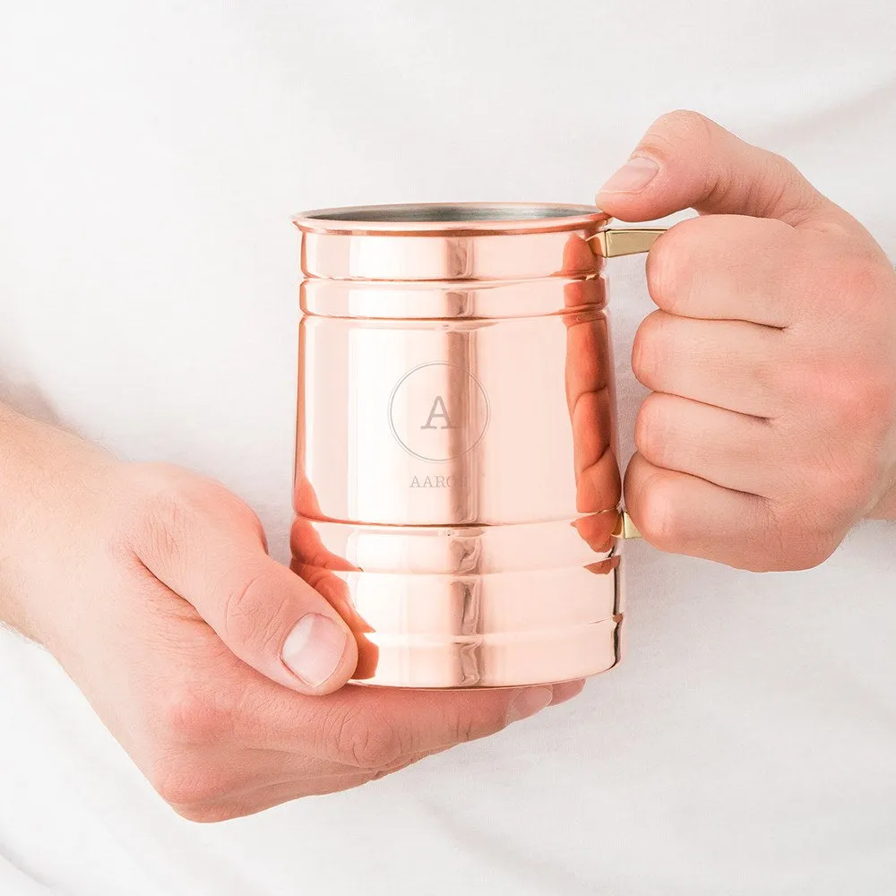 PERSONALIZED COPPER MOSCOW MULE DRINK STEIN - CIRCLE MONOGRAM ENGRAVING