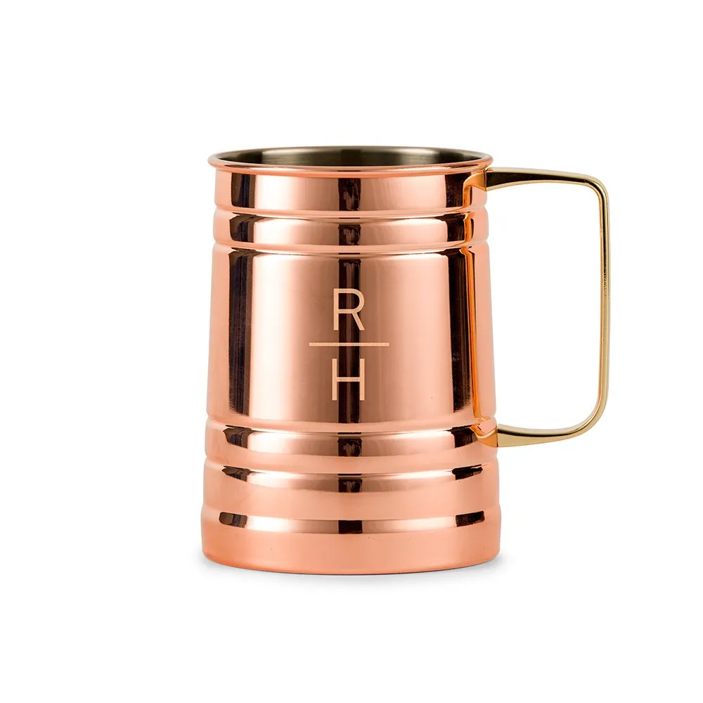 PERSONALIZED COPPER MOSCOW MULE DRINK STEIN - STACKED MONOGRAM ENGRAVING