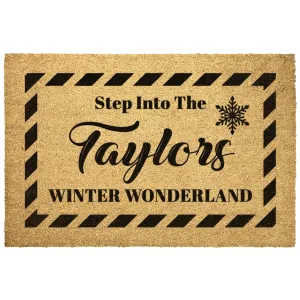 Personalized Custom Last Name Winter Wonderland Door Mat Rug