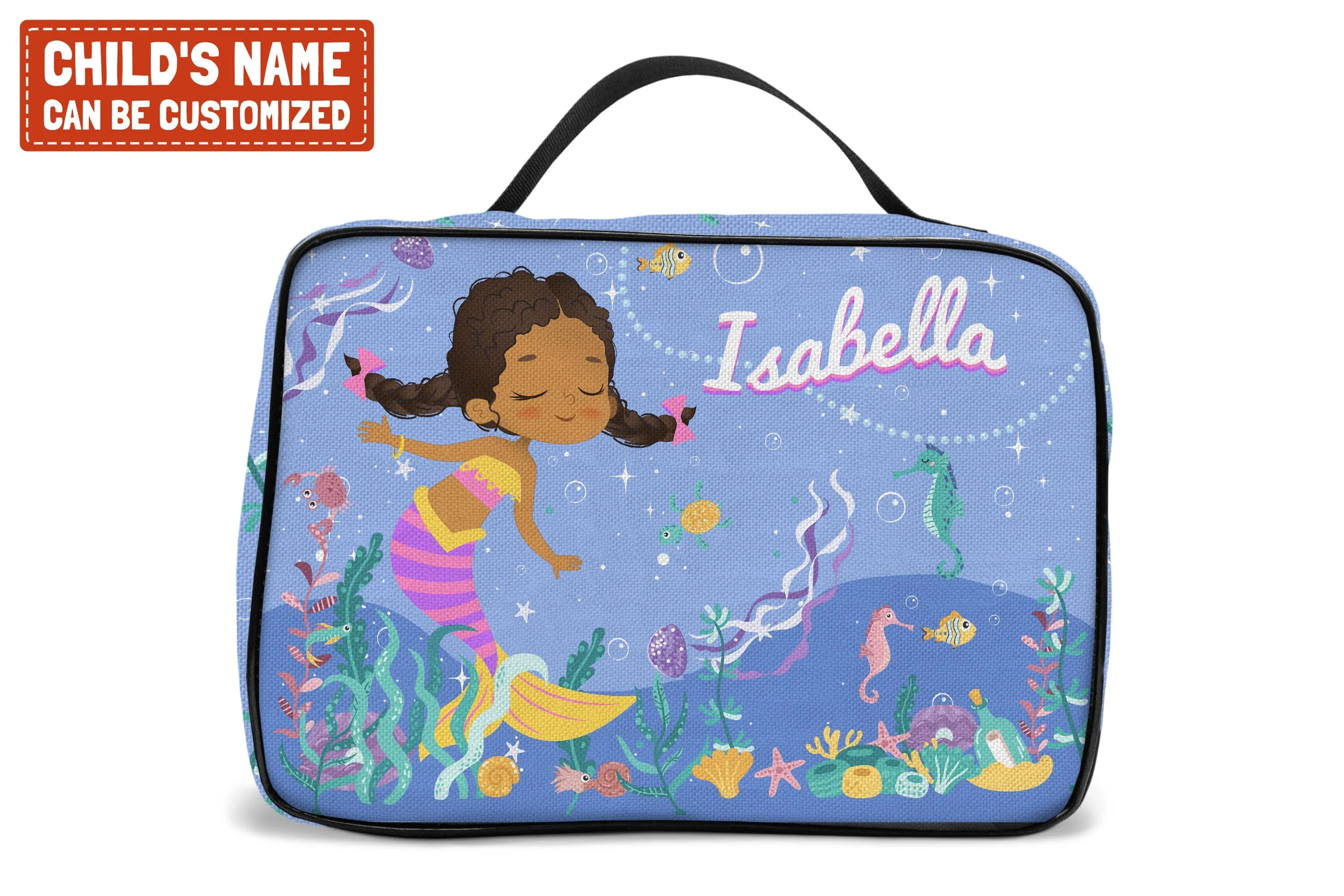 Personalized Cute Mermaid Lunch Bag For Kids (Without Containers)