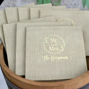 Personalized Disposable Bella Bamboo Wedding Cocktail Napkins