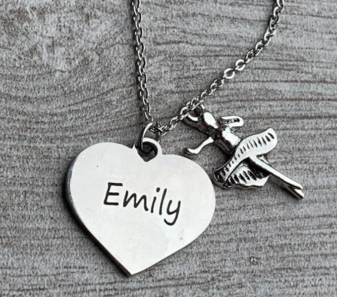 Personalized Engraved Ballet Necklace - Choose Charms