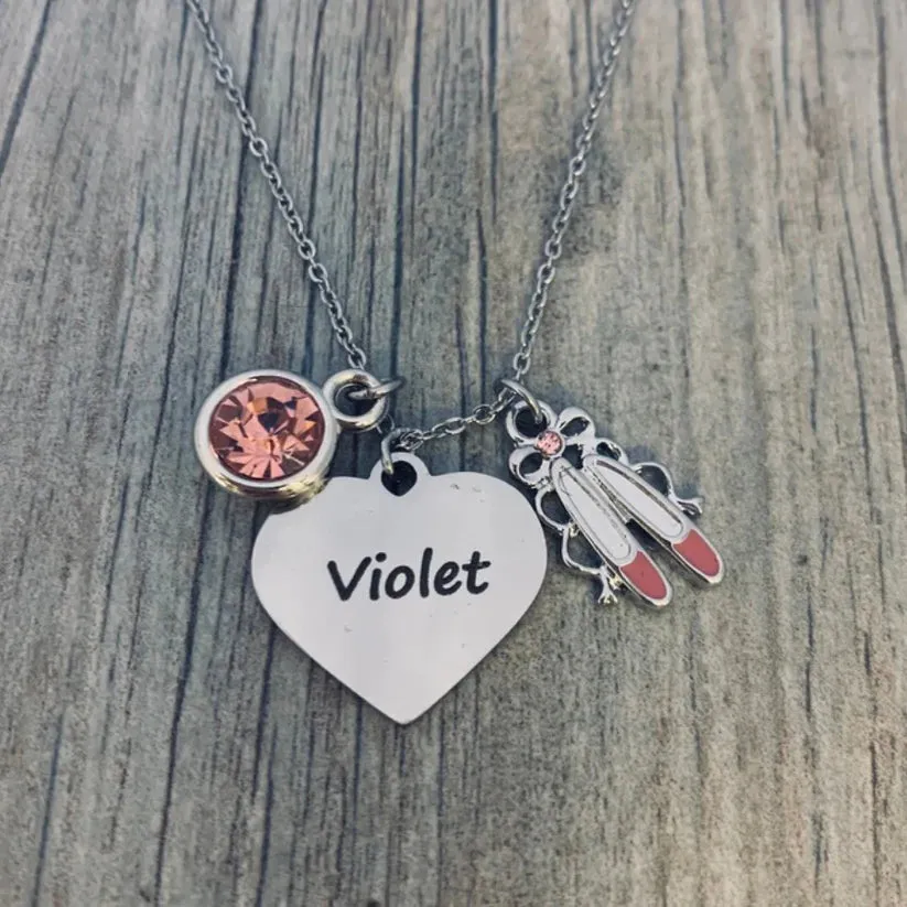 Personalized Engraved Ballet Necklace - Choose Charms