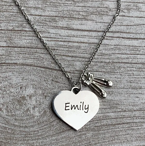 Personalized Engraved Ballet Necklace - Choose Charms