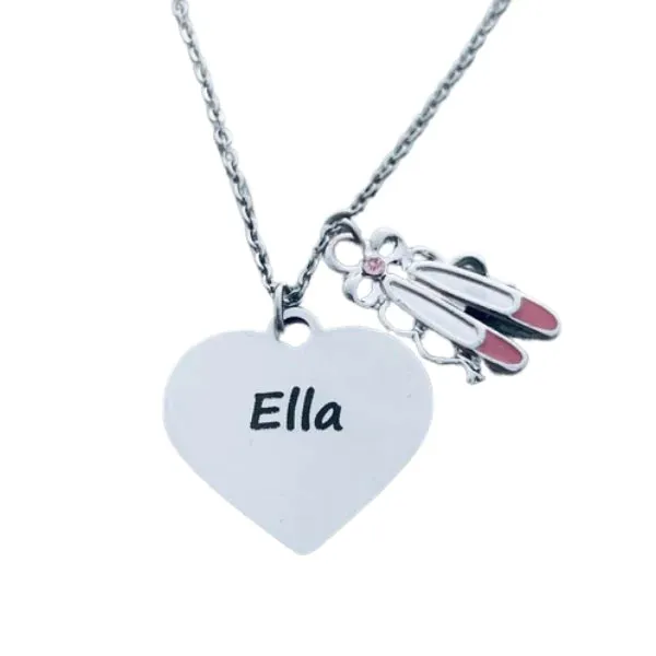 Personalized Engraved Ballet Necklace - Choose Charms