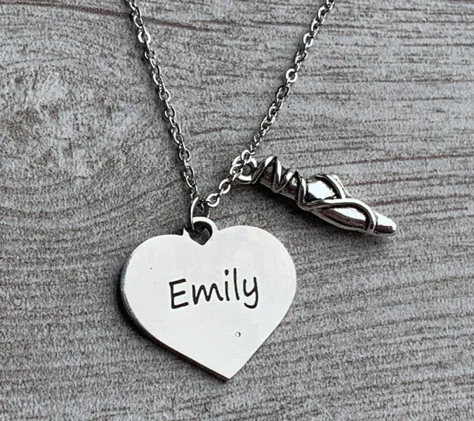 Personalized Engraved Ballet Necklace - Choose Charms