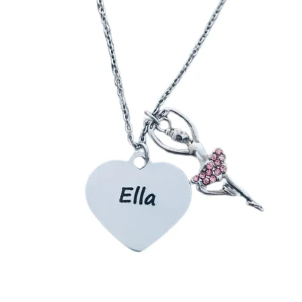 Personalized Engraved Ballet Necklace - Choose Charms