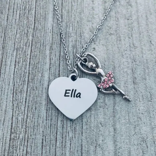 Personalized Engraved Ballet Necklace - Choose Charms