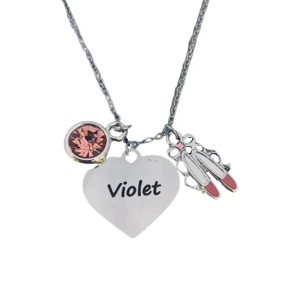 Personalized Engraved Ballet Necklace - Choose Charms