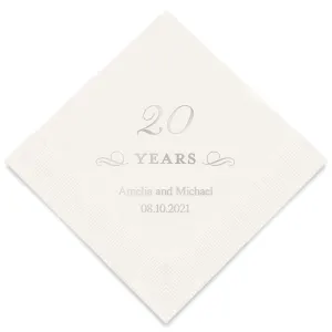 PERSONALIZED FOIL PRINTED PAPER NAPKINS - 20 Years

(50/pkg)