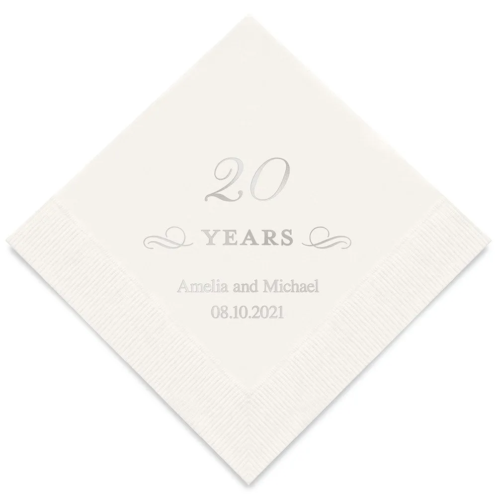 PERSONALIZED FOIL PRINTED PAPER NAPKINS - 20 Years

(50/pkg)