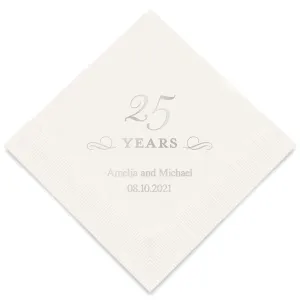 PERSONALIZED FOIL PRINTED PAPER NAPKINS - 25 Years

(50/pkg)