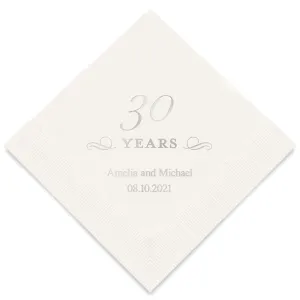 PERSONALIZED FOIL PRINTED PAPER NAPKINS - 30 Years

(50/pkg)