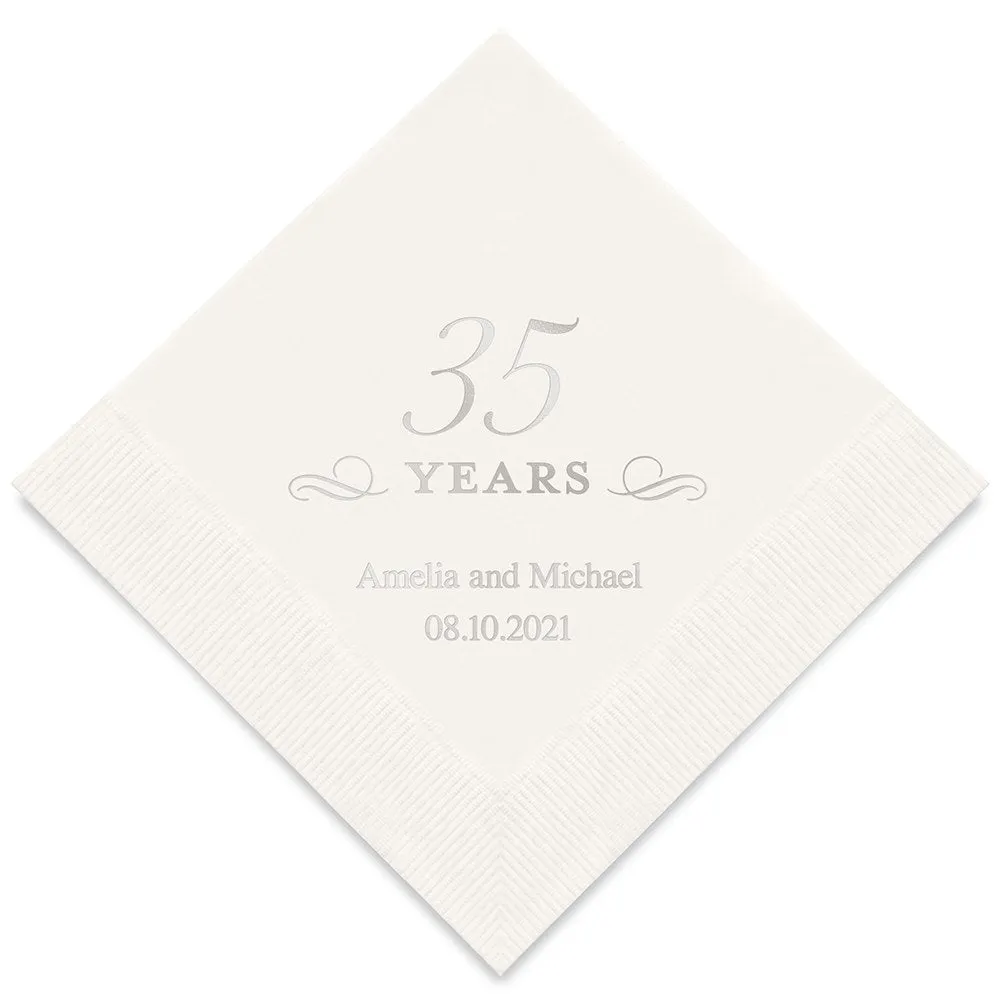 PERSONALIZED FOIL PRINTED PAPER NAPKINS - 35 Years

(50/pkg)