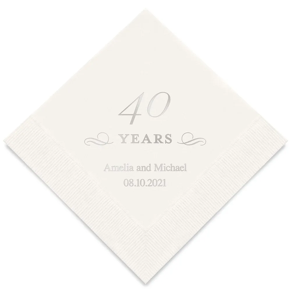 PERSONALIZED FOIL PRINTED PAPER NAPKINS - 40 Years

(50/pkg)