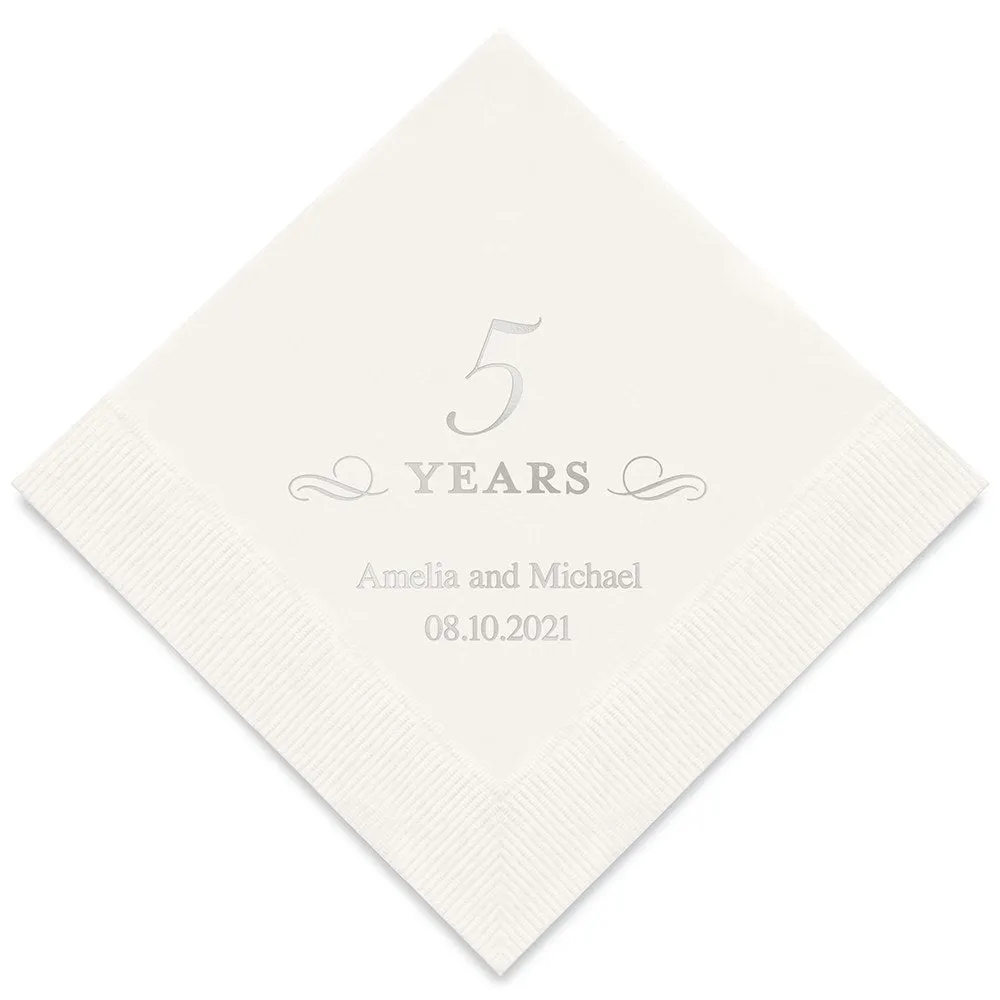 PERSONALIZED FOIL PRINTED PAPER NAPKINS - 5 Years

(50/pkg)