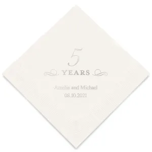 PERSONALIZED FOIL PRINTED PAPER NAPKINS - 5 Years

(50/pkg)