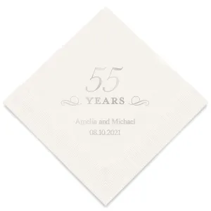 PERSONALIZED FOIL PRINTED PAPER NAPKINS - 55 Years

(50/pkg)