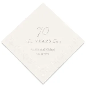 PERSONALIZED FOIL PRINTED PAPER NAPKINS - 70 Years

(50/pkg)