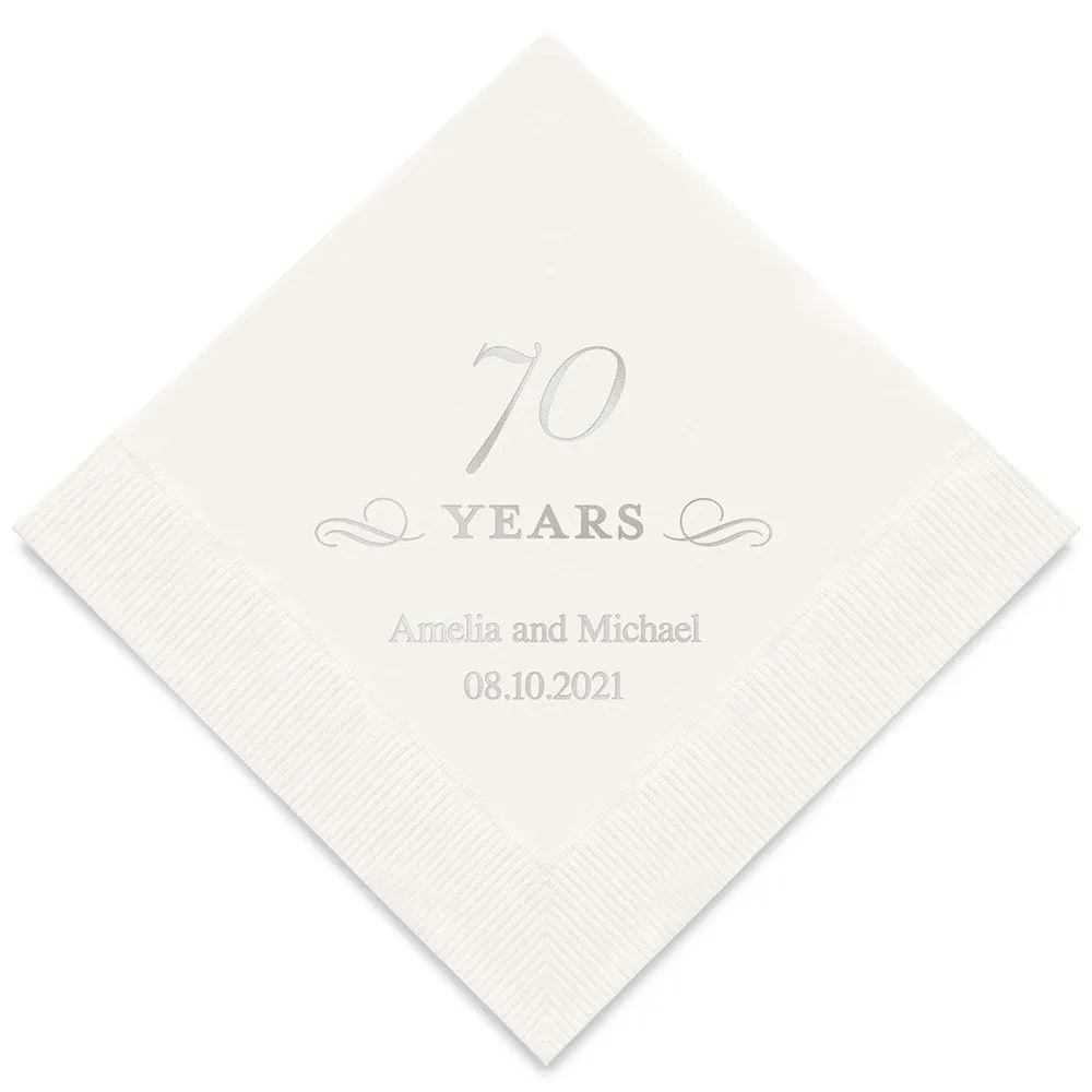 PERSONALIZED FOIL PRINTED PAPER NAPKINS - 70 Years

(50/pkg)