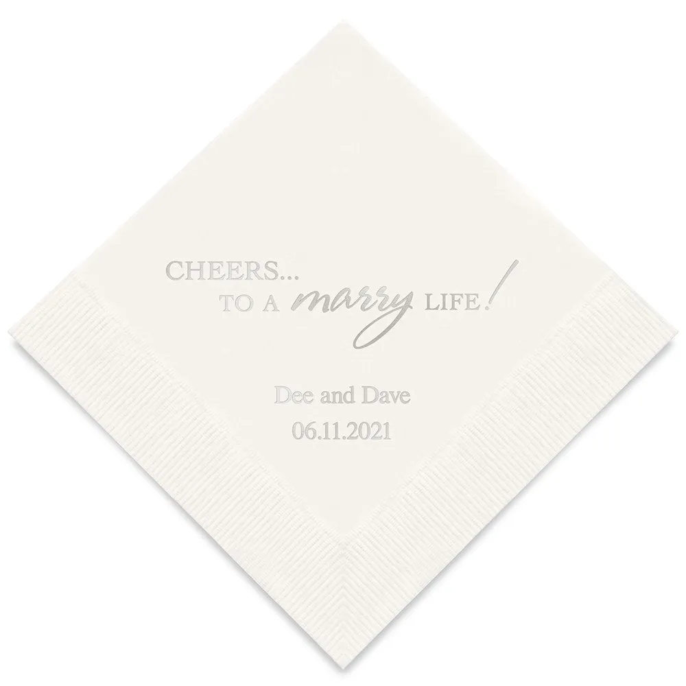 PERSONALIZED FOIL PRINTED PAPER NAPKINS - Cheers To A Marry Life
(50/pkg)