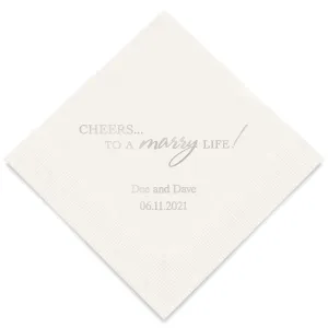 PERSONALIZED FOIL PRINTED PAPER NAPKINS - Cheers To A Marry Life
(50/pkg)