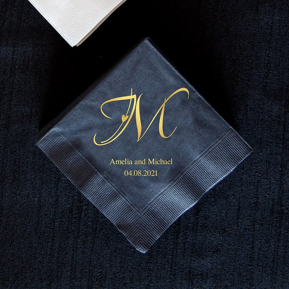 PERSONALIZED FOIL PRINTED PAPER NAPKINS - Decorative Initial Monogram
(50/pkg)